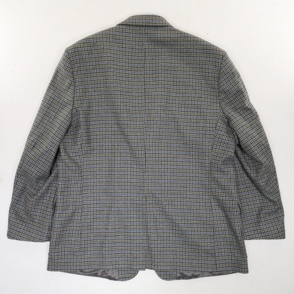 Brooks Brothers Sport Coat Houndstooth Check Blazer Blue Brown Tweed Wool Sz 48R